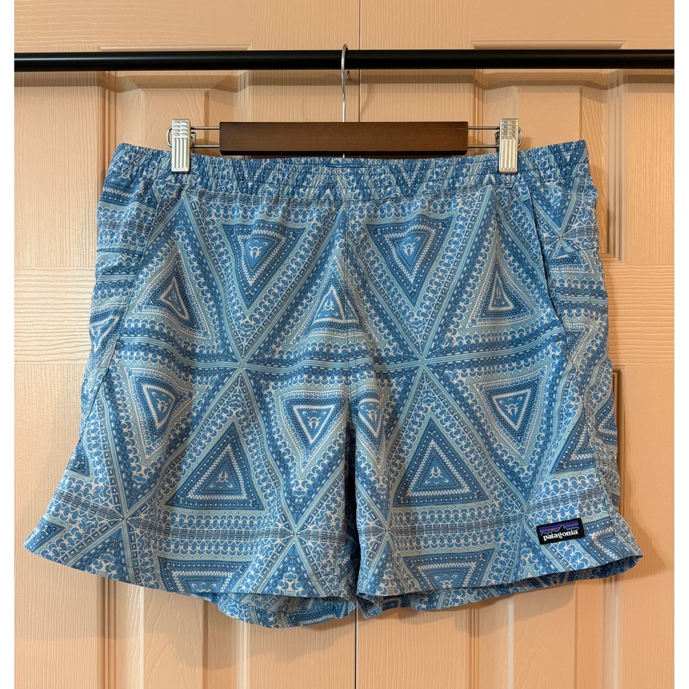 Patagonia Womens Baggies Shorts Size L High Hopes Virtually Blue Geometric 5"